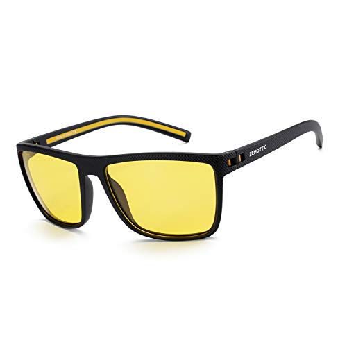 ZENOTTIC Sonnenbrille Herren Polarisiert Nachtsichtbrille Leichte TR90 Rahmen UV400 Schutz Quadrat Sonnenbrille von ZENOTTIC