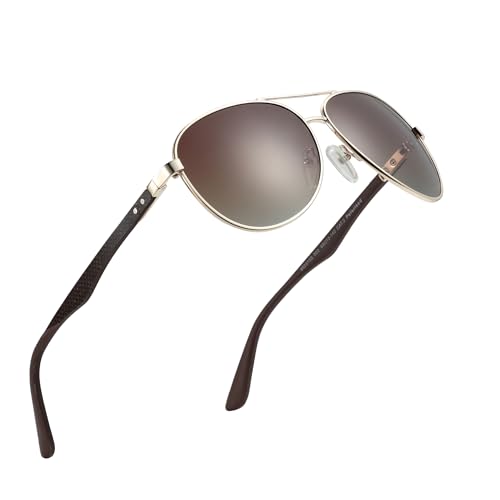 ZENOTTIC Sonnenbrille Herren Damen Polarisiert Retro Pilotenbrille Kohlefaser Metall Rahmen UV400 Schutz Fahren Reisen Angeln Sport von ZENOTTIC
