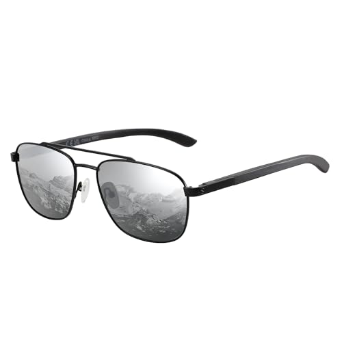 ZENOTTIC Sonnenbrille Herren Damen Polarisiert Pilotenbrille Retro Holz Und Metall Material UV 400-Schutz von ZENOTTIC