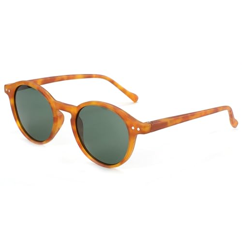ZENOTTIC Sonnenbrille Polarisiert Rund Retro Klassisch UV 400 Schutz Vintage Rahmen f¨¹r Herren Damen ¡" (BRAUNES DEMI + GRÜN) von ZENOTTIC