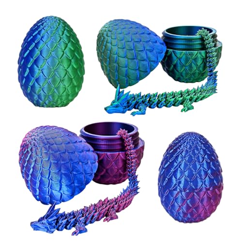 2er Set Miniatur 3D Drache im Ei, 3D Gedrucktes Drachenei mit Drache,bewegliche Drachenspielzeuge für Kinder – Bunte Designs von ZENQARI