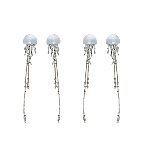 2 Paar Glänzende Strass Quallen Ohrringe mit Quasten Lange baumelnde Ohrringe für Frauen von ZENRUIMING