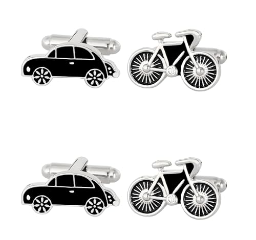 2 Paar Vintage Auto Fahrrad Manschettenknöpfe Herren Kreative Asymmetrische Fahrzeug Legierung Manschettenknöpfe Anzug Hemd Anzug Smoking Zubehör von ZENRUIMING