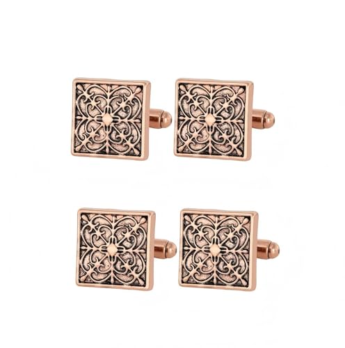 2 Paar Vintage Floral Square Manschettenknöpfe Herren Bohemian Symbol Runde Legierung Manschettenknöpfe Anzug Hemd Anzug Smoking Zubehör von ZENRUIMING