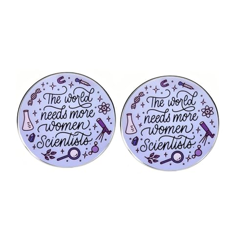 2 Pack The World Needs More Women Scientists Emaille-Pins - Feministische Legierung Broschen mit Labor, Astronomie Chemie Icons - Inspirierendes Geschenk für Frauen von ZENRUIMING