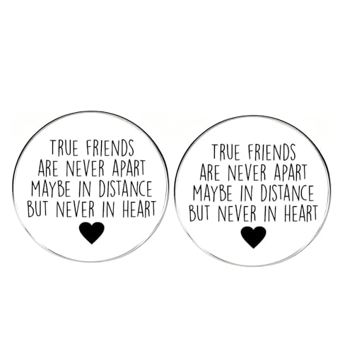 2 Stück Anstecknadeln mit Aufschrift "True Friends are Never Apart Maybe in Distance but Never In Hear", beste Freunde, Anstecknadeln für Herren und Damen, Legierung, 3 cm x 3 cm, Metall von ZENRUIMING