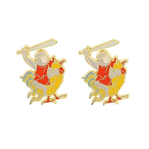 2 Stück Lustige Cartoon Ritter Huhn Emaille Pins Vintage Mittelalter Ritter Anstecknadeln Herren Damen Kleidung Rucksack Hut Zubehör von ZENRUIMING