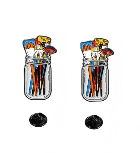 2 Stück Niedliche Pinsel Pins Cartoon Ölgemälde Pinsel Anstecknadeln für Künstler Maler Designer One Size Metall Kein Edelstein, One size, Metall, Kein Edelstein von ZENRUIMING