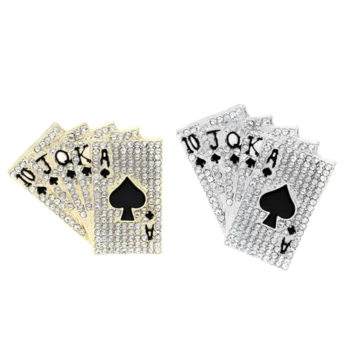 2 Stück Poker Royal Flush Broschen Set – Legierung Spaten gerade bündig Pin mit funkelnden Strasssteinen für Männer und Frauen, Modeschmuck Geschenk von ZENRUIMING