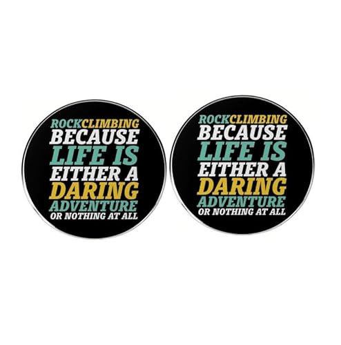 2 Stück Rockclimbing Because Life Is Either A Daring Adventure Or Nothing At All Round Button Pins, Inspirational Rock Climbing Revers Pins, Rock Climbers Damen und Herren Metalllegierung 2 Stück Rockclimbing Because Life Is Either A Daring Adventure Or Nothing At All Round Button Pins, Inspirational Rock Climbing Revers Pins, Rock Climbers Damen und Herren Metalllegierung von ZENRUIMING