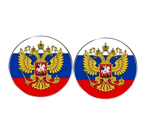 2 Stück Russland-Flaggen-Wappen-Anstecknadeln, Russland-Logo, runde Knopfnadeln, für Herren und Damen, aus Metalllegierung von ZENRUIMING