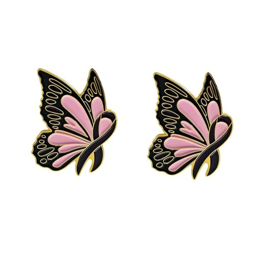 2 Stück Schmetterling Rosa Band Brustkrebs Button Pins Legierung Anstecknadeln für Frauen Brust Gesundheit Brustkrebs Bewusstsein Zubehör von ZENRUIMING