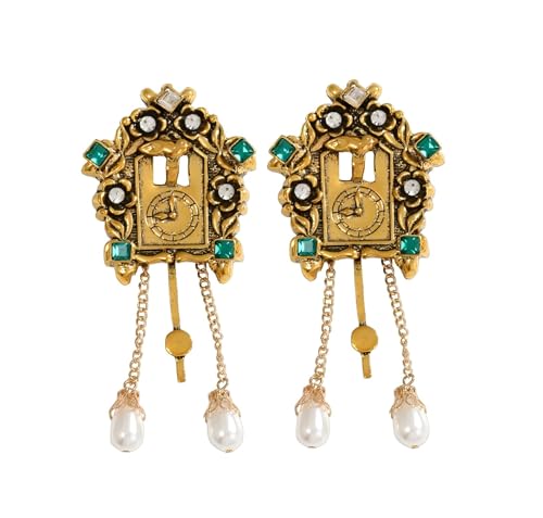 2 Stück Vintage Uhr Legierung Pins Court Stil Imitation Perle Strass Uhr Legierung Anstecknadeln Herren und Damen Metalllegierung Zubehör von ZENRUIMING