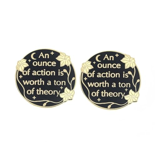 2 Stück. Eine Unze Action ist eine Menge Theorie wert, Emaille-Anstecknadel, inspirierende motivierende Anstecknadel, Herren- und Damenbekleidung, Rucksack, Hut-Zubehör von ZENRUIMING