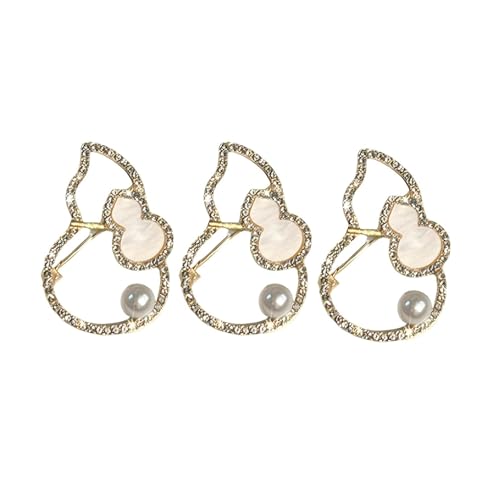 3 Stück Vintage Imitation Perle Strass Kürbis Broschen chinesischer Stil ausgehöhlte Kürbis-Legierung Pins Damen Hanfu Cheongsam Anzug Abendkleid Zubehör von ZENRUIMING