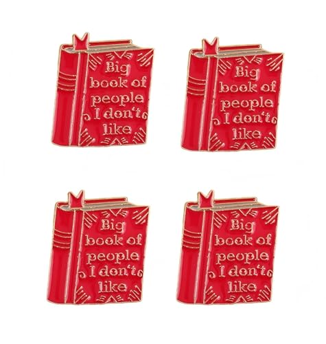 4 Stück Humor Emaille Pin Badges - "Big Book of People I Don't Like" Gold Button Revers Pins Niedliche Lustige Geschenke für Freunde Kollegen von ZENRUIMING