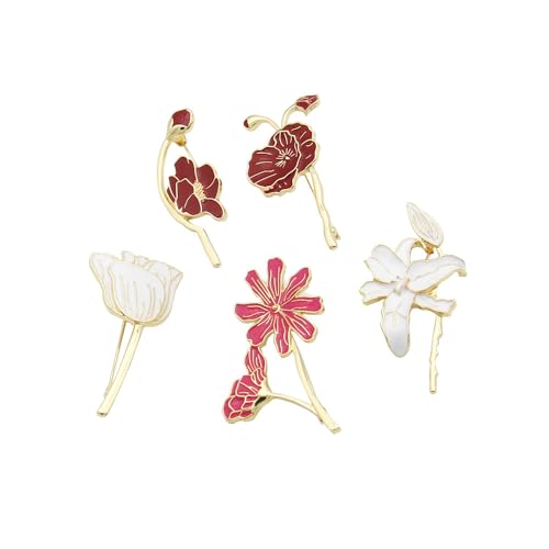 ZENRUIMING 5 Retro Kunst Lilie Brosche Tulpe Brosche Magnolie Brosche Damen Anzug Mantel Pin Schal Clip, 6.5x5.5cm(2.6""x2.1""), Metall, Ohne Einlage von ZENRUIMING