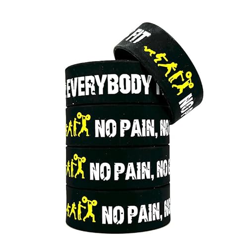 5 Silikonarmbänder mit inspirierendem Zitat "No Pain", kein Gewinn, elastisch und nicht verformbar, für Jungen und Mädchen ein inspirierendes Armband von ZENRUIMING