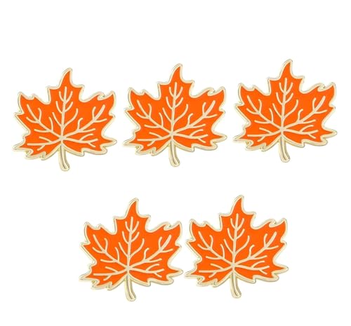 5 Stück Herbst Ahornblatt Pin Legierung Emaille Brosche leuchtend orange Herbstblatt Damen Accessoire für Jacken, Taschen und Hüte von ZENRUIMING