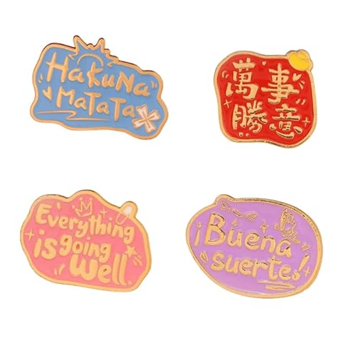 5 Stück mehrsprachige "Everything is Going Well Segen"-Nadeln, inspirierende, ermutigende Abzeichen, Herren- und Damenbekleidung, Rucksack-Zubehör von ZENRUIMING