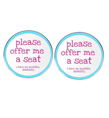 Anstecknadeln mit Aufschrift "Please Offer Me a Seat I Have an Invisible Disability Disability Social Care" aus Metalllegierung für Männer und Frauen, 3 cm, Metall, kein Edelstein, 2 Stück, 3cm(1.2 von ZENRUIMING
