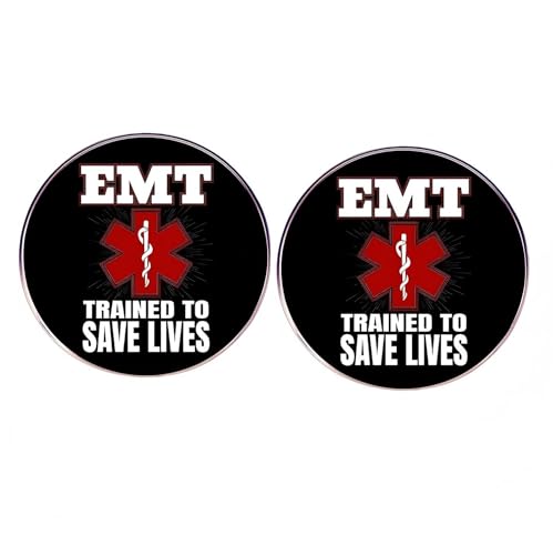 EMT Trained to Save Lives, runde Anstecknadeln, EMT Erste-Hilfe-Anstecknadeln, für Herren und Damen, Metalllegierung, 2 Stück von ZENRUIMING