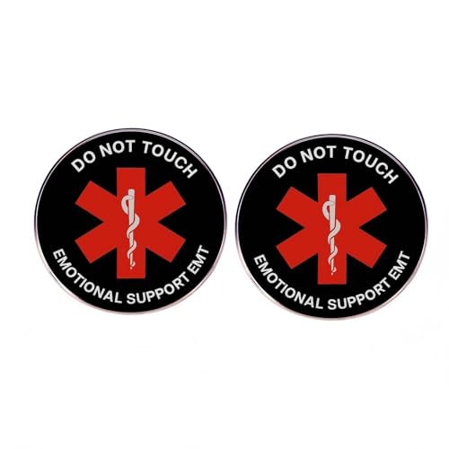 EMT runde Anstecknadeln mit Aufschrift "Do Not Touch Emotional Support", EMT-Bewusstseins-Anstecknadeln, für Herren und Damen, Motiv: Stern des Lebens, Metalllegierung, 2 Stück von ZENRUIMING
