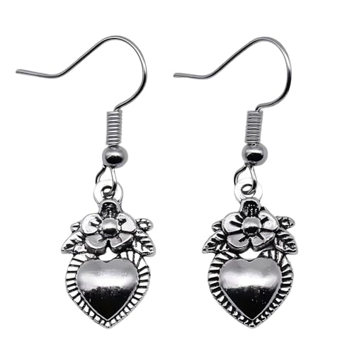 Einfache Blume Herz Ohrringe Damen Vintage Ethnische Blatt Blume Ohrringe von ZENRUIMING