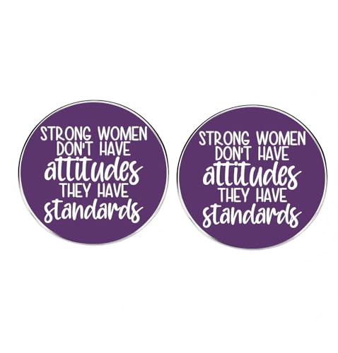 Feministische violette Anstecknadeln, starke Frauen haben keine Einstellungen, runde Anstecknadeln aus Metalllegierung, 3 cm, Metall, kein Edelstein, 2 Stück, 3cm(1.2"), Metall, Kein Edelstein von ZENRUIMING