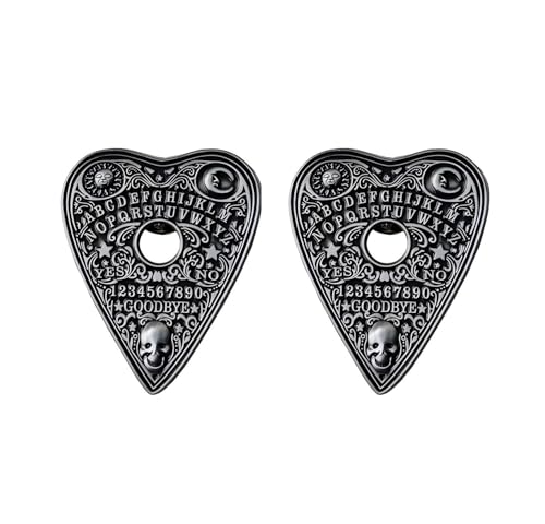 Ouija Planchette Totenkopf-Anstecknadeln in Herzform, Gothic-Brosche, Zubehör für Halloween-Mottoparty, 2 Stück von ZENRUIMING