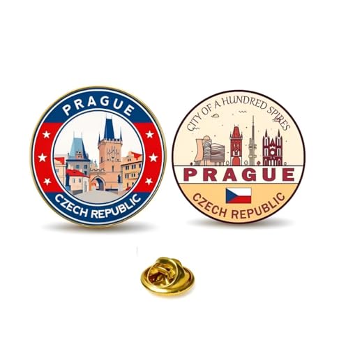 Prager Souvenir Pins Set 2 Stück Tschechische Republik Reise Sammlerstück Abzeichen Legierung Metall mit Vergoldung Stadt Wahrzeichen Tourist Geschenke von ZENRUIMING
