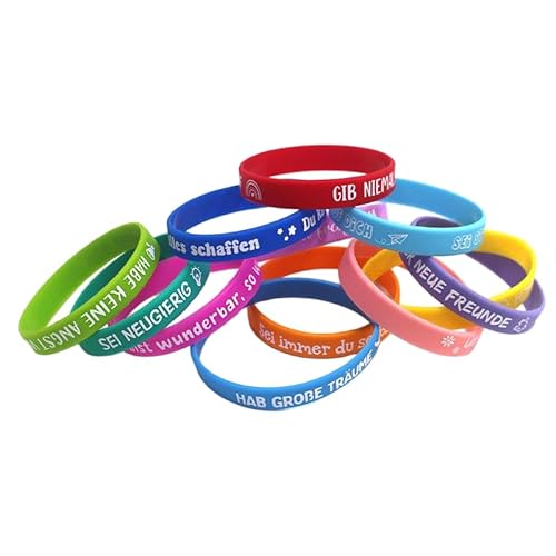 Silikon-Armbänder mit inspirierendem Zitat – Motivierende Gummi-Armbänder für Männer und Frauen, positive Nachricht, 12 Stück von ZENRUIMING