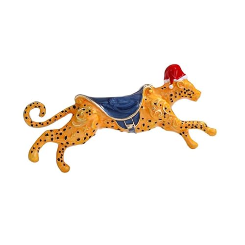 Weihnachtsbrosche mit springendem Gepard für Männer – fette festliche Anstecknadel mit Weihnachtsmannmütze, handbemalte Legierung Emaille Abzeichen von ZENRUIMING