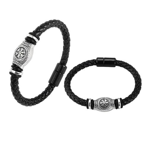 ZENRUIMING 2 Stück Wikinger-Kompass-Lederarmband, nordische Rune, Kompass, geflochtene Lederschnur, Glücksschutz, Schmuck, Herren-Outdoor-Zubehör, Freizeitzubehör ZENRUIMING 2 Stück Wikinger-Kompass-Lederarmband, nordische Rune, Kompass, geflochtene Lederschnur, Glücksschutz, Schmuck, Herren-Outdoor-Zubehör, Freizeitzubehör von ZENRUIMING