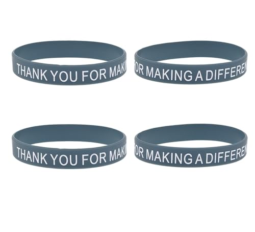 ZENRUIMING 4 Stück inspirierendes Silikon-Armband mit Aufschrift "Thank You for Making a Difference", positiv und optimistisch, für Männer und Frauen, Outdoor-Armbänder für Freunde, Familie, Kollegen von ZENRUIMING