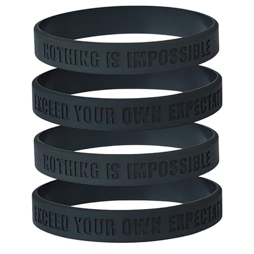 ZENRUIMING 4 inspirierende Silikon-Armbänder, Nichts ist unmöglich, übertrifft Ihre eigenen Intaglio-Gummi-Armbänder, Outdoor-Sportarmbänder für Herren und Damen, One Size, Silikon, Kein Edelstein ZENRUIMING 4 inspirierende Silikon-Armbänder, Nichts ist unmöglich, übertrifft Ihre eigenen Intaglio-Gummi-Armbänder, Outdoor-Sportarmbänder für Herren und Damen, One Size, Silikon, Kein Edelstein von ZENRUIMING