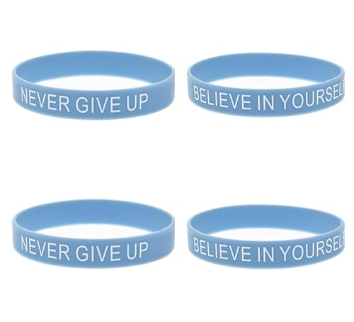 ZENRUIMING - 4 inspirierende Silikonarmbänder, um an sich selbst zu glauben, dass Sie niemals aufgeben, positives Optimismus-Armband für Männer und Frauen, lässige Outdoor-Armbänder für von ZENRUIMING