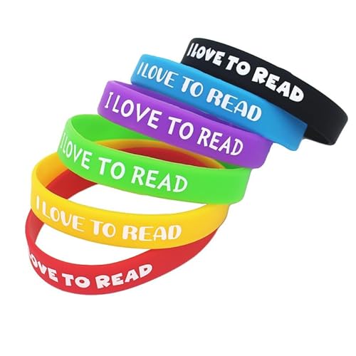 ZENRUIMING 6 Stück I LOVE TO READ Silikon-Armbänder - Motivierende Lesearmbänder für Buchliebhaber, Lesebelohnungen, Lese-Kampagnen von ZENRUIMING
