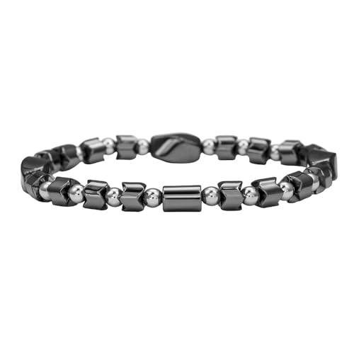 ZENRUIMING Herren-Armband mit schwarzen Gallsteinen, 8 mm, einfaches, unregelmäßiges, elastisches Perlenarmband von ZENRUIMING