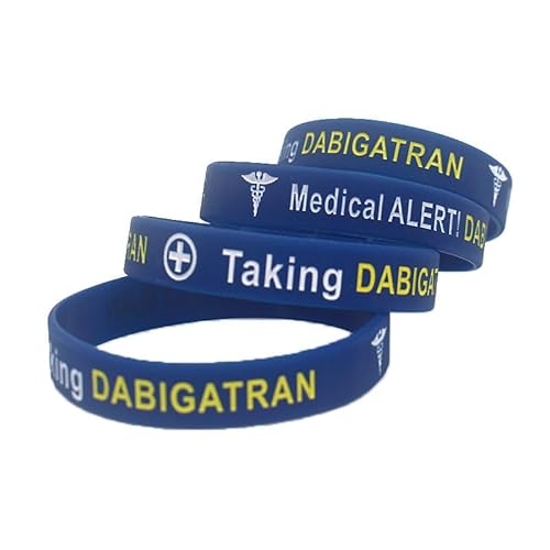 ZENRUIMING Medizinische Notfall-Armbänder für Dabigatran, Notfall-ID-Silikon-Armbänder für Männer und Frauen, medizinische Warnung nehmen Dabigatran, Dunkelblau, 4 Stück von ZENRUIMING