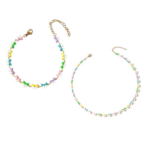 ZENRUIMING Sommer Strand Emaille Perlen Schmetterling Armband Fußkettchen Set Sommer Damen Einfach Outdoor Strand Edelstahl Armband Fußkettchen ZENRUIMING Sommer Strand Emaille Perlen Schmetterling Armband Fußkettchen Set Sommer Damen Einfach Outdoor Strand Edelstahl Armband Fußkettchen von ZENRUIMING