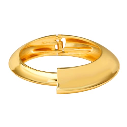 ZENRUIMING Übertriebenes asymmetrisches geometrisches klobiges Armband für Damen, verstellbar, galvanisierte Legierung, poliertes Federarmband von ZENRUIMING