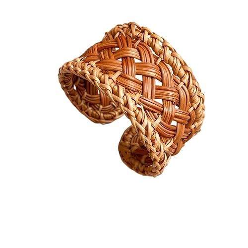 ZENRUIMING Verstellbarer böhmischer gewebter breiter Armreif – handgefertigtes Stammesbast-Manschettenarmband für Frauen, perfekt für Strand, Reisen, Urlaub von ZENRUIMING