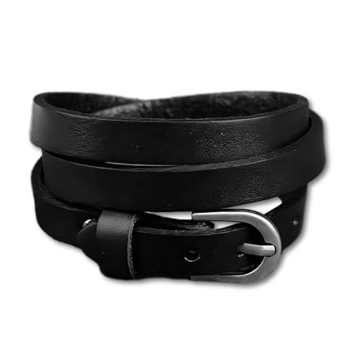 ZENSE – Dreifach gewickeltes Herrenarmband aus schwarzem Leder ZB0274 von ZENSE