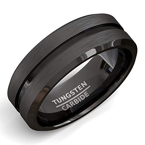 ZENSE - Herrenring aus mattschwarzem Stahl mit Rille ZR0170 ZENSE - Herrenring aus mattschwarzem Stahl mit Rille ZR0170 von ZENSE