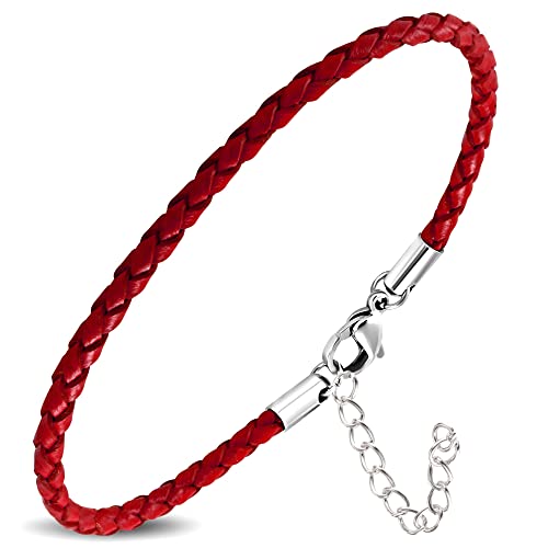 ZENSE - Rotes Lederarmband für Männer, verstellbar durch Verlängerung ZB0377 von ZENSE