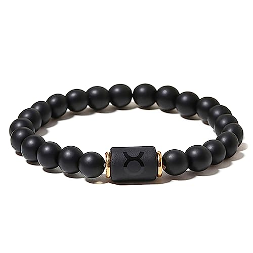 ZENSE - Schwarzes Zodiac Stretch-Armband für Männer mit Onyx-Perlen von ZENSE