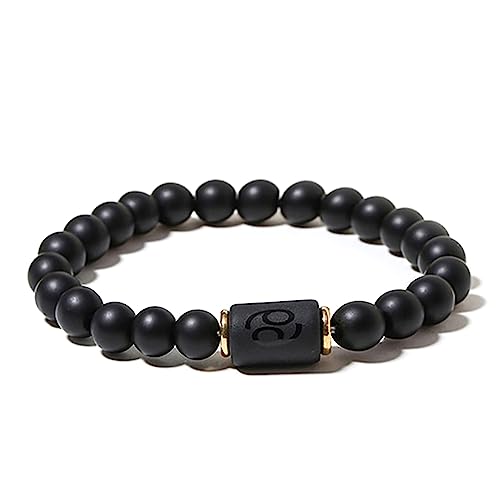 ZENSE - Schwarzes Zodiac Stretch-Armband für Männer mit Onyx-Perlen von ZENSE