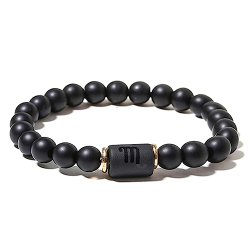 ZENSE - Schwarzes Zodiac Stretch-Armband für Männer mit Onyx-Perlen von ZENSE