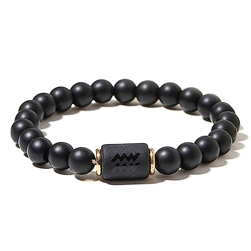 ZENSE - Schwarzes Zodiac Stretch-Armband für Männer mit Onyx-Perlen von ZENSE